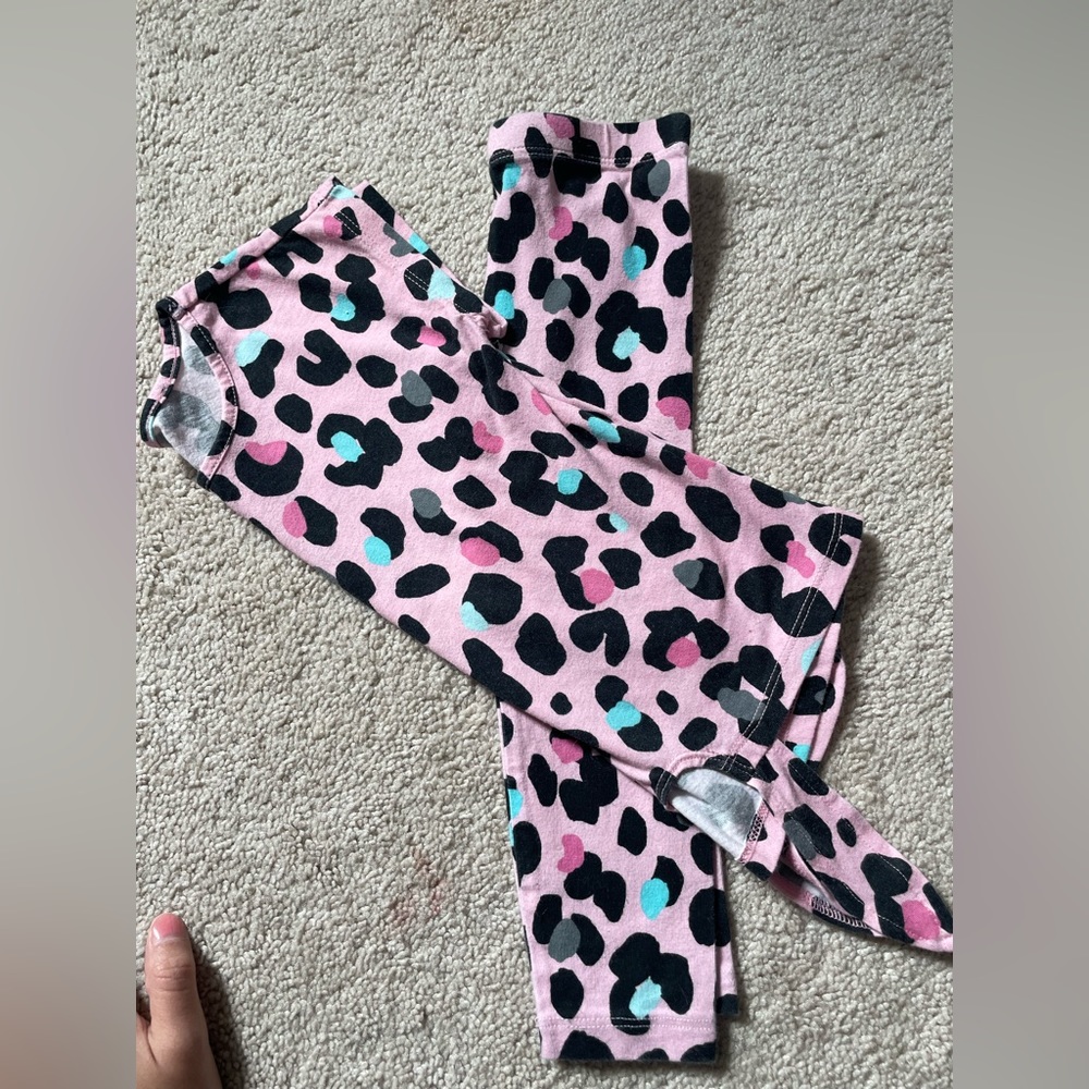 Pink leopard print pants and shirt matching set